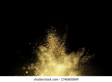 Gold glitter dust texture . Design element golden explosion grainy abstract background. Vector illustration EPS10