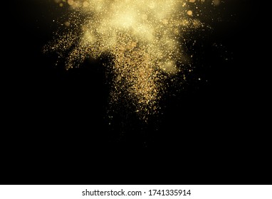 Gold glitter dust texture . Design element golden explosion grainy abstract background. Christmas Vector illustration EPS10