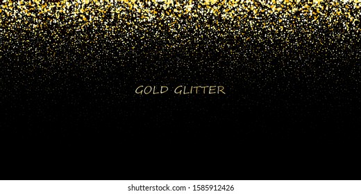 
Gold glitter, dust vector on a black background. Design element