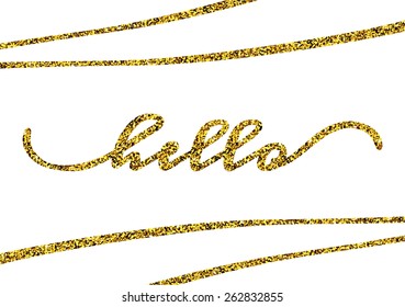 Gold glitter effect Hello greeting card.
