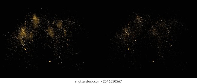 Gold glitter effect and light effect bokeh splatter background. gold glitter confetti