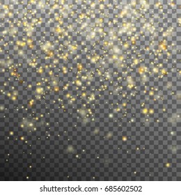 Gold glitter effect on transparent background. Star dust sparks in explosion like fireworks. And also includes EPS 10 vector