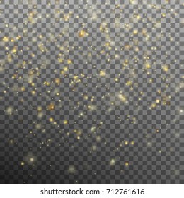 Gold glitter effect on transparent background. Star dust sparks in explosion like fireworks. And also includes EPS 10 vector
