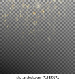 Gold glitter effect on transparent background. Star dust sparks in explosion like fireworks. And also includes EPS 10 vector