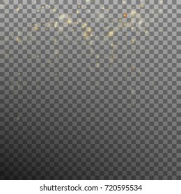 Gold glitter effect on transparent background. Star dust sparks in explosion like fireworks. And also includes EPS 10 vector