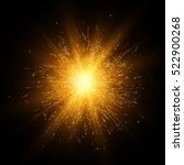 Gold glitter explosion. Star burst with sparkles. Vector illustration.