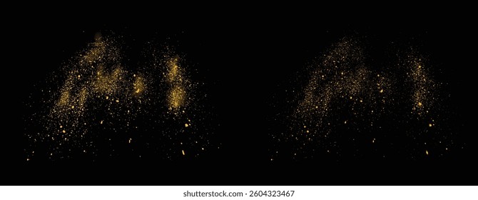 Gold glitter firework. Abstract gold glitter light effect luxury festive confetti decoration background