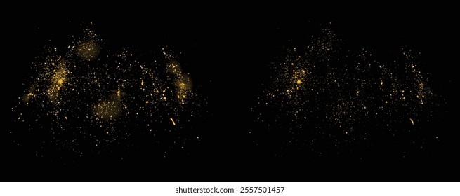 Gold glitter firework. luxury light effect gold glitter celebratory festive confetti background