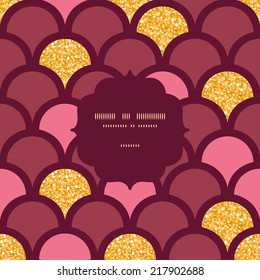 Gold glitter fish scale frame seamless pattern background