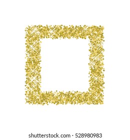 Gold glitter frame on a black background. Golden grainy frame. Golden confetti background. Vector illustration.