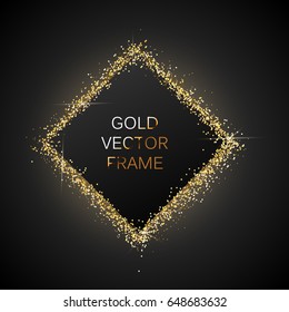 Gold glitter frame on a black banner
