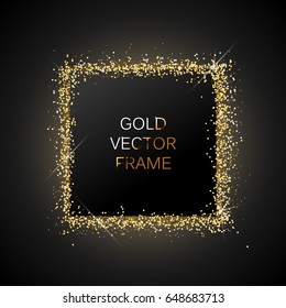 Gold glitter frame on a black banner