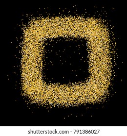 gold glitter frame on black background