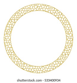 Gold glitter frame on a white background. Golden grainy frame. Vector illustration.
