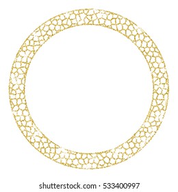 Gold glitter frame on a white background. Golden grainy frame. Vector illustration.