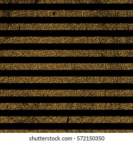 Gold glitter geometric seamless pattern by stripes. Vector Retro grunge festive background for holiday greeting card