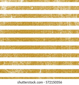 Gold glitter geometric seamless pattern by stripes. Vector Retro grunge festive background for holiday greeting card