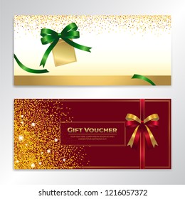 Gold glitter gift voucher, certificate, coupon for festive season