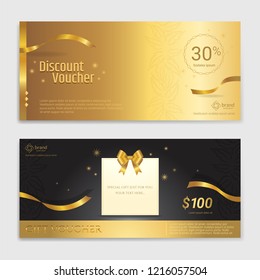 Gold Glitter Gift Voucher, Certificate, Coupon For Festive Season