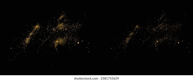 Gold glitter glowing background. Stardust realistic light effect vector gold glitter