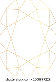 Gold glitter gradient triangles on white background. Geometric shapes. Polygonal texture. Vertical