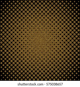 Gold glitter halftone dots pattern. Vector Retro festive background for holiday greeting card