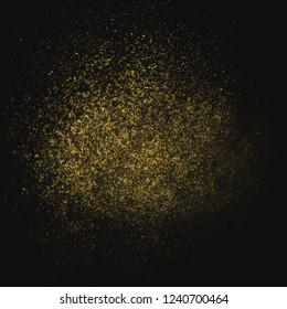 Gold Glitter Halftone Dotted Backdrop. Abstract Circular Retro Pattern. Pop Art Style Background. Golden Explosion Of Confetti. Digitally Generated Image. Vector Illustration, Eps 10.  