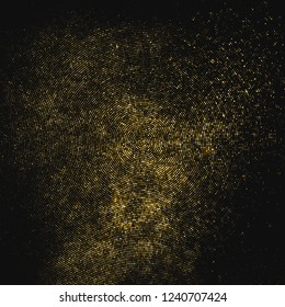 Gold Glitter Halftone Dotted Backdrop. Abstract Circular Retro Pattern. Pop Art Style Background. Golden Explosion Of Confetti. Digitally Generated Image. Vector Illustration, Eps 10.  