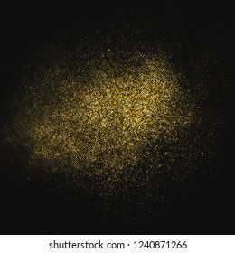 Gold Glitter Halftone Dotted Backdrop. Abstract Circular Retro Pattern. Pop Art Style Background. Golden Explosion Of Confetti. Digitally Generated Image. Vector Illustration, Eps 10.  