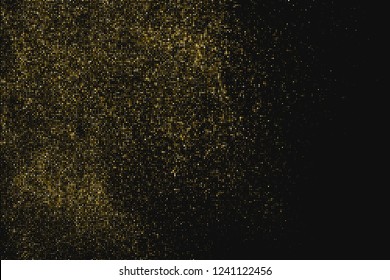 Gold Glitter Halftone Dotted Backdrop. Abstract Retro Pattern. Pop Art Style Background. Golden Explosion Of Confetti. Digitally Generated Image. Vector Illustration, Eps 10.  