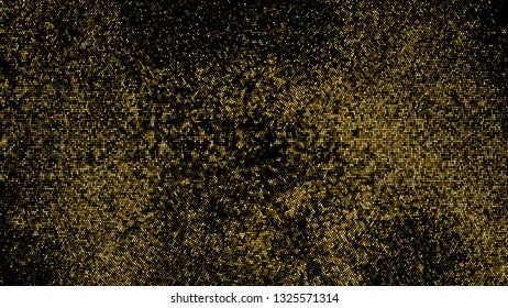 Gold Glitter Halftone Dotted Backdrop. Abstract Circular Retro Pattern. Pop Art Style Background. Golden Explosion Of Confetti. Digitally Generated Image. Vector Illustration, Eps 10.  
