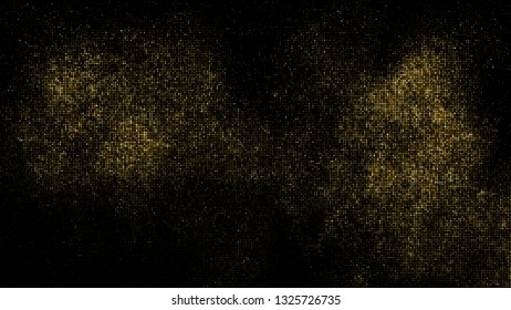 Gold Glitter Halftone Dotted Backdrop. Abstract Retro Pattern. Pop Art Style Background. Golden Explosion Of Confetti. Digitally Generated Image. Vector Illustration, Eps 10.  