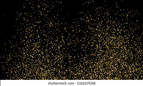 Gold Glitter Halftone Dotted Backdrop. Abstract Retro Pattern. Pop Art Style Background. Golden Explosion Of Confetti. Digitally Generated Image. Vector Illustration, Eps 10.  