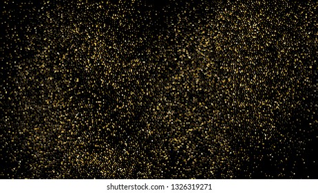 Gold Glitter Halftone Dotted Backdrop. Abstract Retro Pattern. Pop Art Style Background. Golden Explosion Of Confetti. Digitally Generated Image. Vector Illustration, Eps 10.  