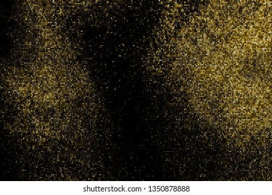Gold Glitter Halftone Dotted Backdrop. Abstract Retro Pattern. Pop Art Style Background. Golden Explosion Of Confetti. Digitally Generated Image. Vector Illustration, Eps 10.  