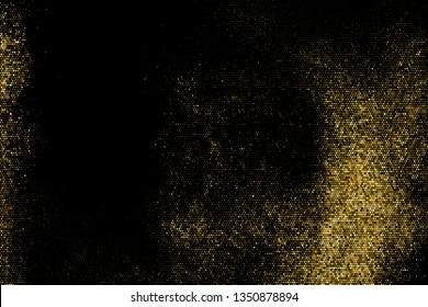 Gold Glitter Halftone Dotted Backdrop. Abstract Retro Pattern. Pop Art Style Background. Golden Explosion Of Confetti. Digitally Generated Image. Vector Illustration, Eps 10.  