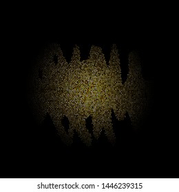 Gold Glitter Halftone Dotted Backdrop. Golden Explosion of Sparkle Particles. Glittering Shimmer Abstract Background.