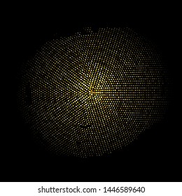Gold Glitter Halftone Dotted Backdrop. Golden Explosion of Sparkle Particles. Glittering Shimmer Abstract Background.