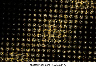 Gold Glitter Halftone Dotted Backdrop. Vector Pattern