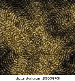 Gold Glitter Halftone Dotted Backdrop. Abstract Circular Retro Pattern. Pop Art Style Background. Golden Explosion Of Confetti. Digitally Generated Image. Vector Illustration, Eps 10.  
