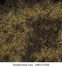 Fondo Dotado De Medio Tono De Glitter De Oro. Resumen del patrón retro circular. Fondo del estilo de arte pop. Explosión Dorada De Confetti. Imagen Generada Digitalmente. Ilustración De Vectores, Eps 10.  
