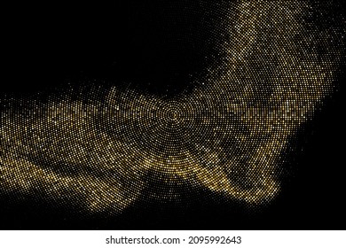 Fondo Dotado De Medio Tono De Glitter De Oro. Resumen del patrón retro circular. Fondo del estilo de arte pop. Explosión Dorada De Confetti. Imagen Generada Digitalmente. Ilustración De Vectores, Eps 10.  