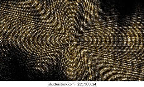 Fondo Dotado De Medio Tono De Glitter De Oro. Resumen del patrón retro circular. Fondo del estilo de arte pop. Explosión Dorada De Confetti. Imagen Generada Digitalmente. Ilustración De Vectores, Eps 10.  