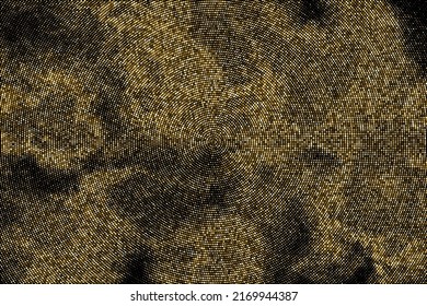 Gold Glitter Halftone Dotted Backdrop. Abstract Circular Retro Pattern. Pop Art Style Background. Golden Explosion Of Confetti. Digitally Generated Image. Vector Illustration, Eps 10.  