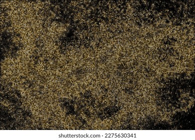 Fondo Dotado De Medio Tono De Glitter De Oro. Resumen del patrón retro circular. Fondo del estilo de arte pop. Explosión Dorada De Confetti. Imagen Generada Digitalmente. Ilustración De Vectores, Eps 10.  