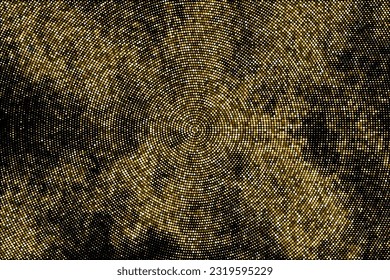 Fondo Dotado De Medio Tono De Glitter De Oro. Resumen del patrón retro circular. Fondo del estilo de arte pop. Explosión Dorada De Confetti. Imagen Generada Digitalmente. Ilustración De Vectores, Eps 10.  