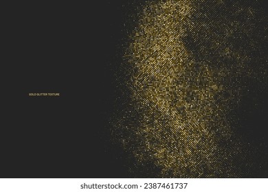 Gold Glitter Halftone Dotted Backdrop. Abstract Circular Retro Pattern. Pop Art Style Background. Golden Explosion Of Confetti. Digitally Generated Image. Vector Illustration, Eps 10.  