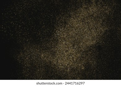 Gold Glitter Halftone Dotted Backdrop. Abstract Circular Retro Pattern. Pop Art Style Background. Golden Explosion Of Confetti. Digitally Generated Image. Vector Illustration, Eps 10.  
