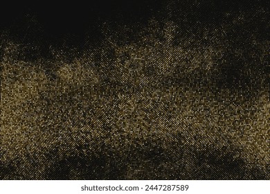 Gold Glitter Halftone Dotted Backdrop. Abstract Circular Retro Pattern. Pop Art Style Background. Golden Explosion Of Confetti. Digitally Generated Image. Vector Illustration, Eps 10.  