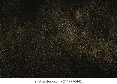 Gold Glitter Halftone Dotted Backdrop. Abstract Circular Retro Pattern. Pop Art Style Background. Golden Explosion Of Confetti. Digitally Generated Image. Vector Illustration, Eps 10.  